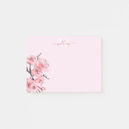 Post-it® Monogramme d'aquarelle couleur rose cerisier
