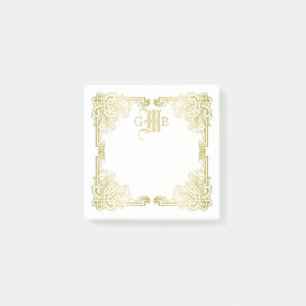 Post-it® Monogramme de cadre d'or classique Mariage