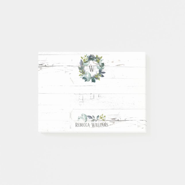 Post-it® Monogramme de couronne de laurier d'aquarelle russ (Devant)