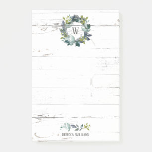 Post-it® Monogramme de couronne de laurier d'aquarelle russ