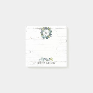 Post-it® Monogramme de couronne de laurier d'aquarelle rust