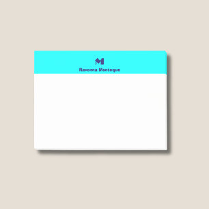 Post-it® Monogramme de lettre de nom personnalisé bleu néon