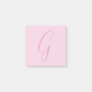 Post-it® Monogramme de lettre initiale rose clair chic uni