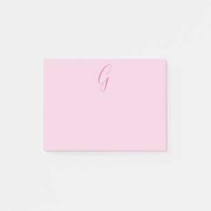 Post-it® Monogramme de lettre initiale rose clair chic uni