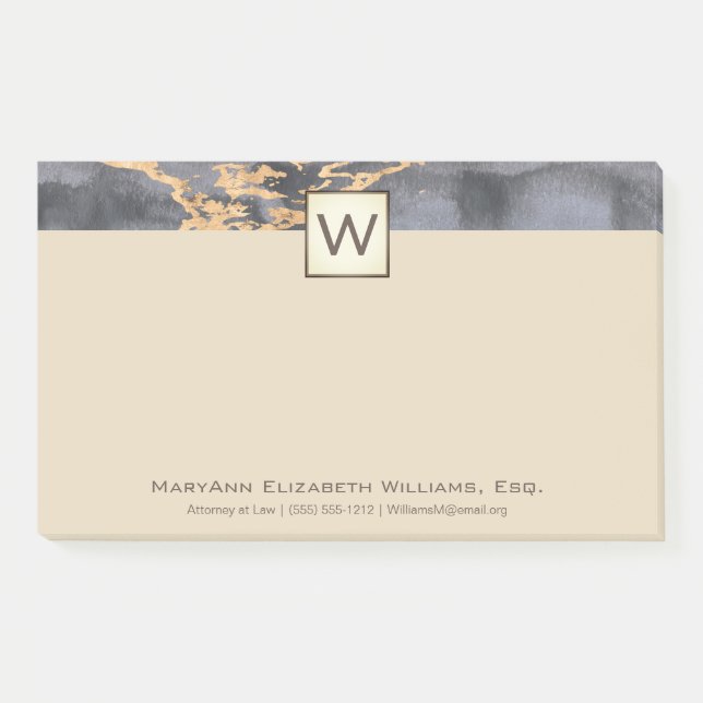Post-it® Monogramme de marbre or exécutif (Devant)