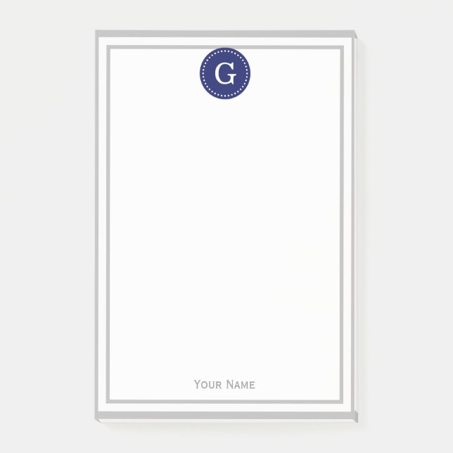 Post-it® Monogramme de marine 1I gris encadré (Devant)