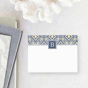Post-it® Monogramme de Motif marin et jaune de la Méditerra