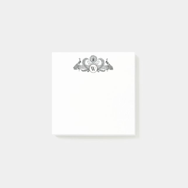 Post-it® Monogramme de Peacocks vintages (Devant)
