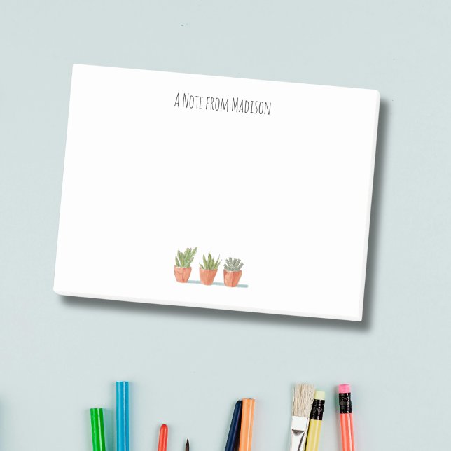 Post-it® Monogramme de plante en pot à l'aquarelle Cactus B (Créateur téléchargé)