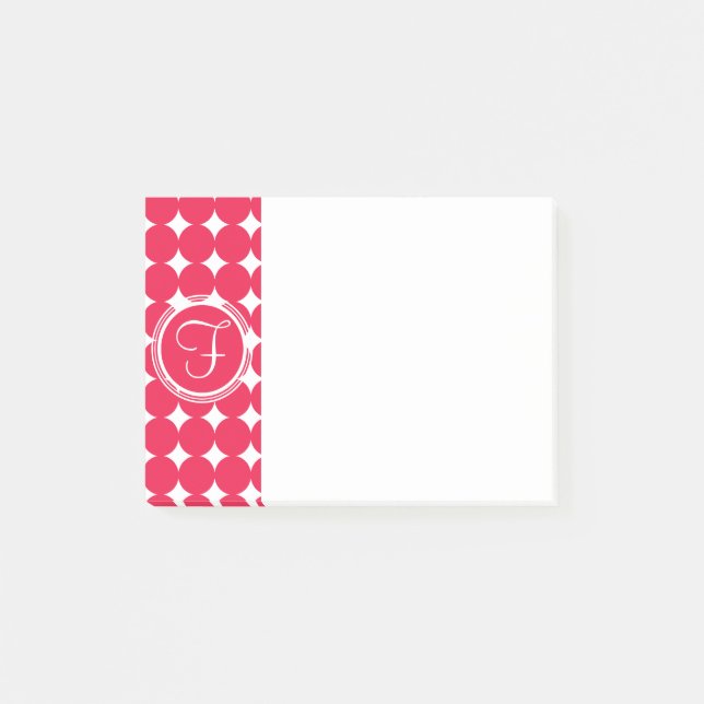 Post-it® Monogramme de point de polka rouge (Devant)