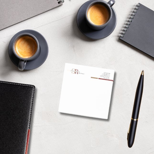 Post-it® Monogramme d'or simple et moderne de Bourgogne (Créateur téléchargé)