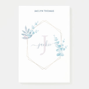 Post-it® Monogramme encadré d'Eucalyptus à l'aquarelle de L
