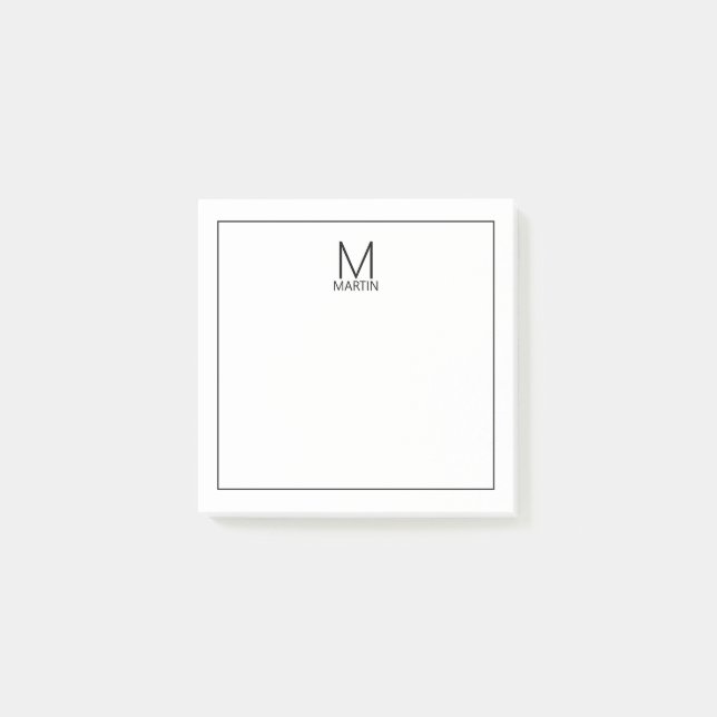 Post-it® Monogramme et bloc-notes de nom personnalisés mode (Devant)