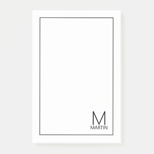 Post-it® Monogramme et bloc-notes de nom personnalisés mode (Devant)