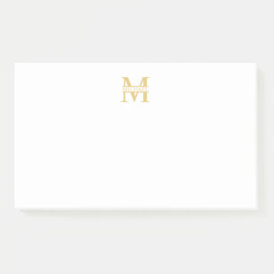 Post-it® Monogramme et nom d'or personnalisé