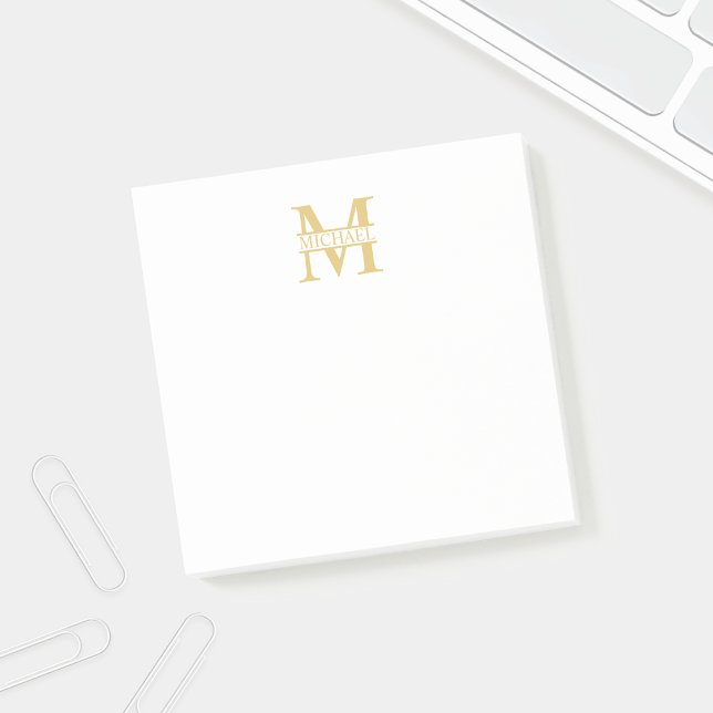 Post-it® Monogramme et nom d'or personnalisé (Créateur téléchargé)