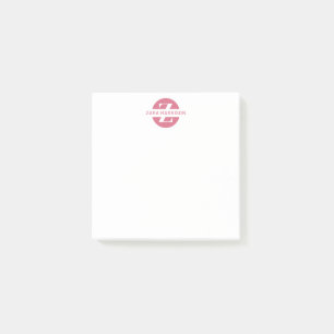 Post-it® Monogramme Féminin de Cercle Rose pour Entreprise