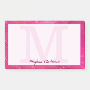 Post-it® Monogramme Fille Pink Glam Sparkle Nom Grand