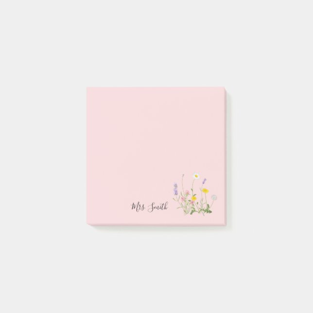 Post-it® Monogramme floral rose personnalisé (Devant)