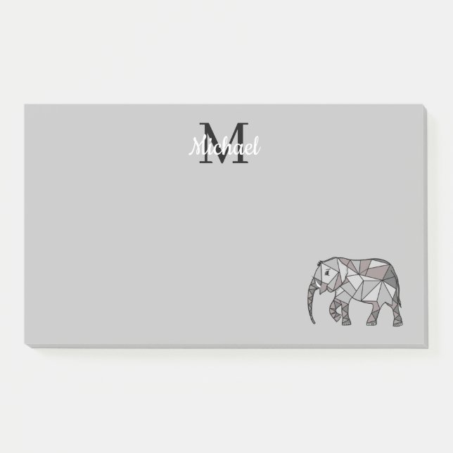 Post-it® Monogramme Graphique mignon Eléphant Noir personna (Devant)