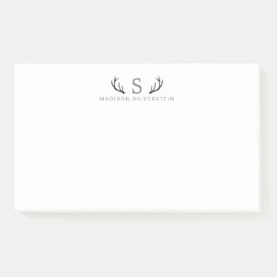 Post-it® Monogramme gris des Antlers de Cerfs Classiques