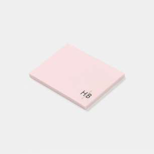 Post-it® Monogramme initial rose et noir féminin moderne