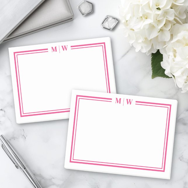 Post-it® Monogramme initiales rose chaud (Hot Pink Monogram Post-it Notes)