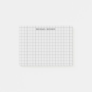 Post-it® Monogramme lignes quadrillées moderne gris noir si