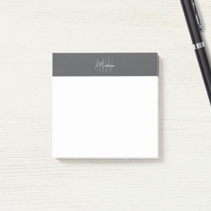 Post-it® Monogramme Logo Gris Moderne Minimaliste