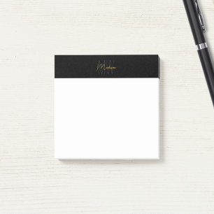Post-it® Monogramme Logo Noir et Or Moderne Minimaliste