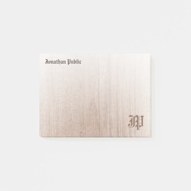 Post-it® Monogramme manuscrit Modèle Custom Wood Look Poche (Devant)