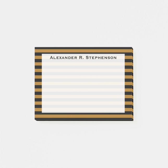 Post-it® Monogramme Matte Gold et bande noire (Devant)