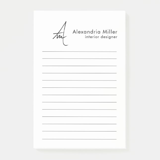Post-it® Monogramme minimaliste (Devant)