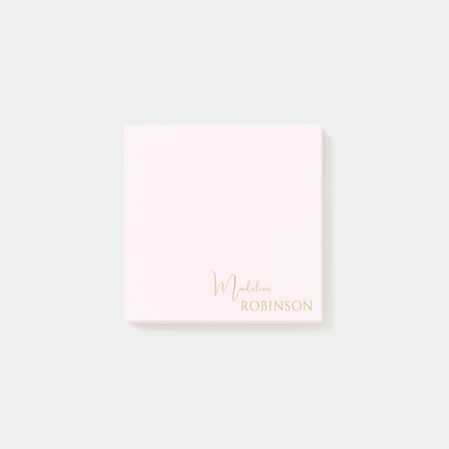 Post-it® Monogramme minimaliste en or rose vif (Devant)