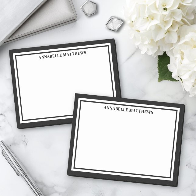 Post-it® Monogramme minimaliste noir et blanc (Black White Minimalist Monogram Post-it Notes )