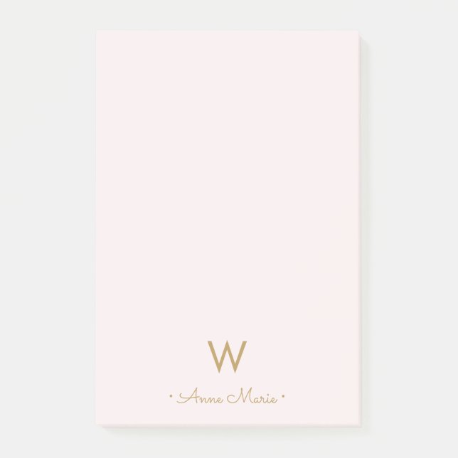 Post-it® Monogramme moderne Blush Pink Gold Script (Devant)
