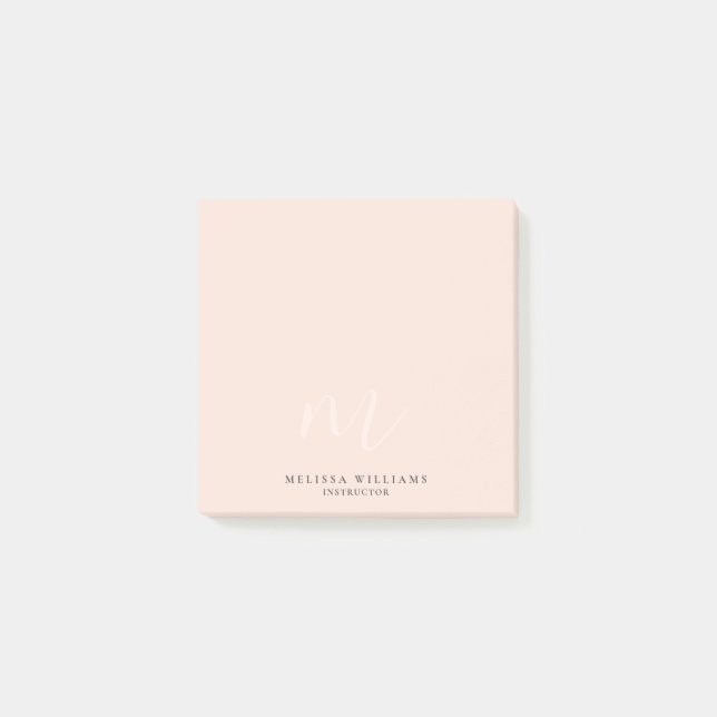 Post-it® Monogramme moderne minimaliste chic Pastel rose cl (Devant)