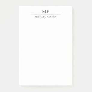 Post-it® Monogramme moderne Nom Professionnel Plat Simple