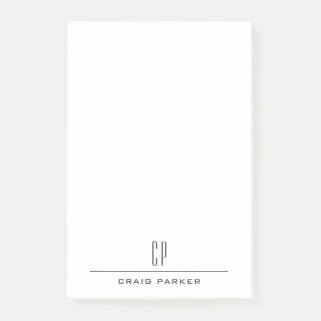 Post-it® Monogramme Moderne Nom Professionnel Simple Minima (Devant)