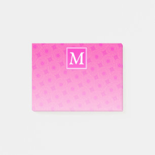 Post-it® Monogramme motif rose chaud cercles