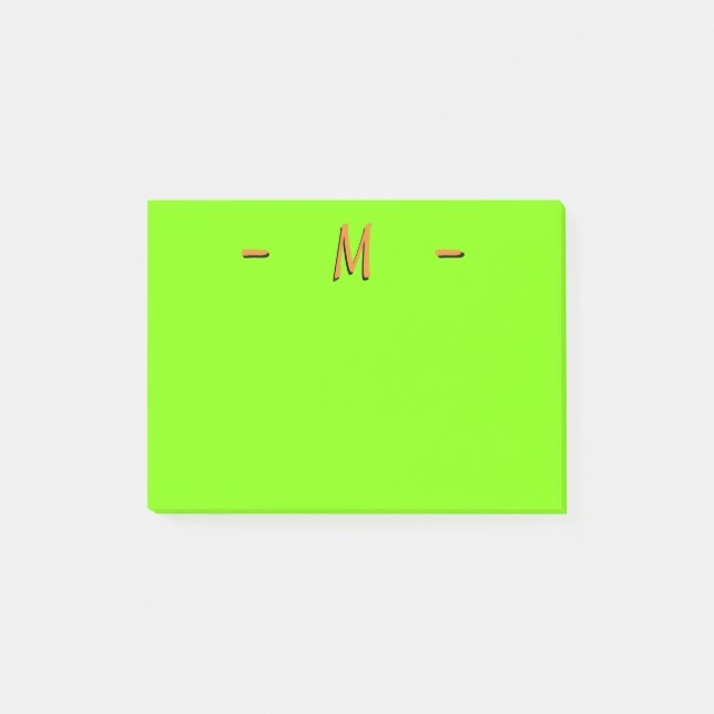 Post-it® Monogramme Néonesque Vert et Orange (Devant)