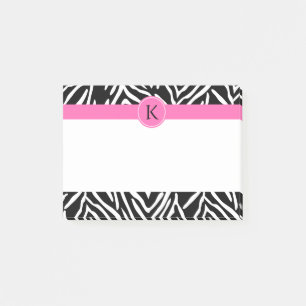 Post-it® Monogramme noir et blanc Zèbre Impression avec ros