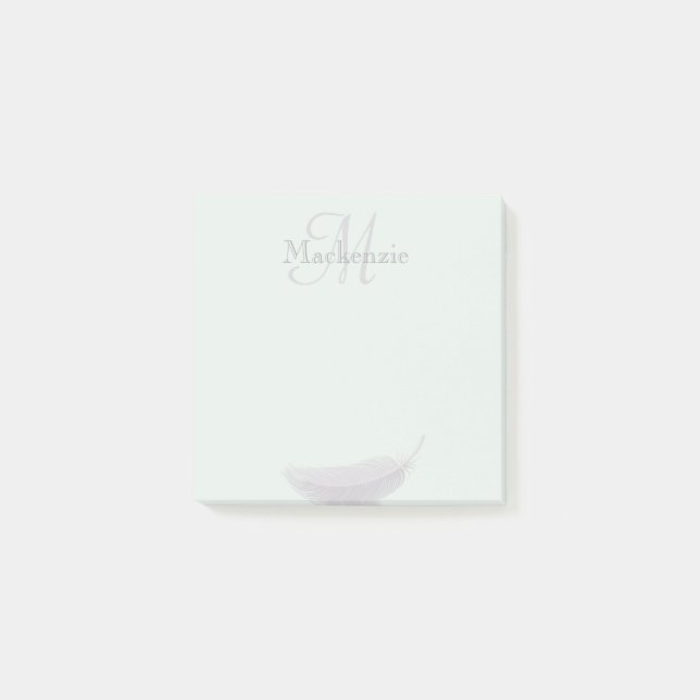 Post-it® Monogramme Nom personnalisé Angel Plume Monnaie Gr (Devant)