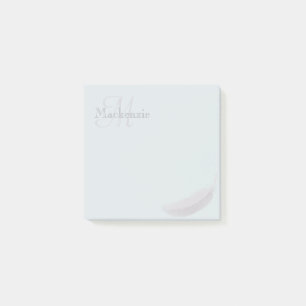 Post-it® Monogramme Nom personnalisé Angel Plumes Bleu clai