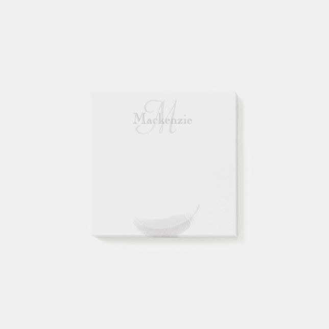 Post-it® Monogramme Nom personnalisé Angel Plumes clair gri (Devant)