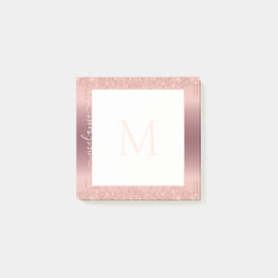 Post-it® Monogramme Nom Rose Gold Parties scintillant Post-