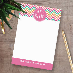 Post-it® Monogramme personnalisé des Chevrons orange Turquo