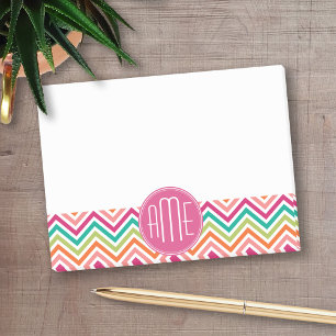 Post-it® Monogramme personnalisé des Chevrons orange Turquo