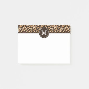 Post-it® Monogramme personnalisé Empreinte de léopard et Br