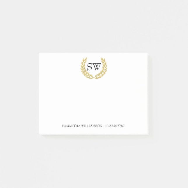 Post-it® Monogramme personnalisé en Gold Wreath Professiona (Devant)